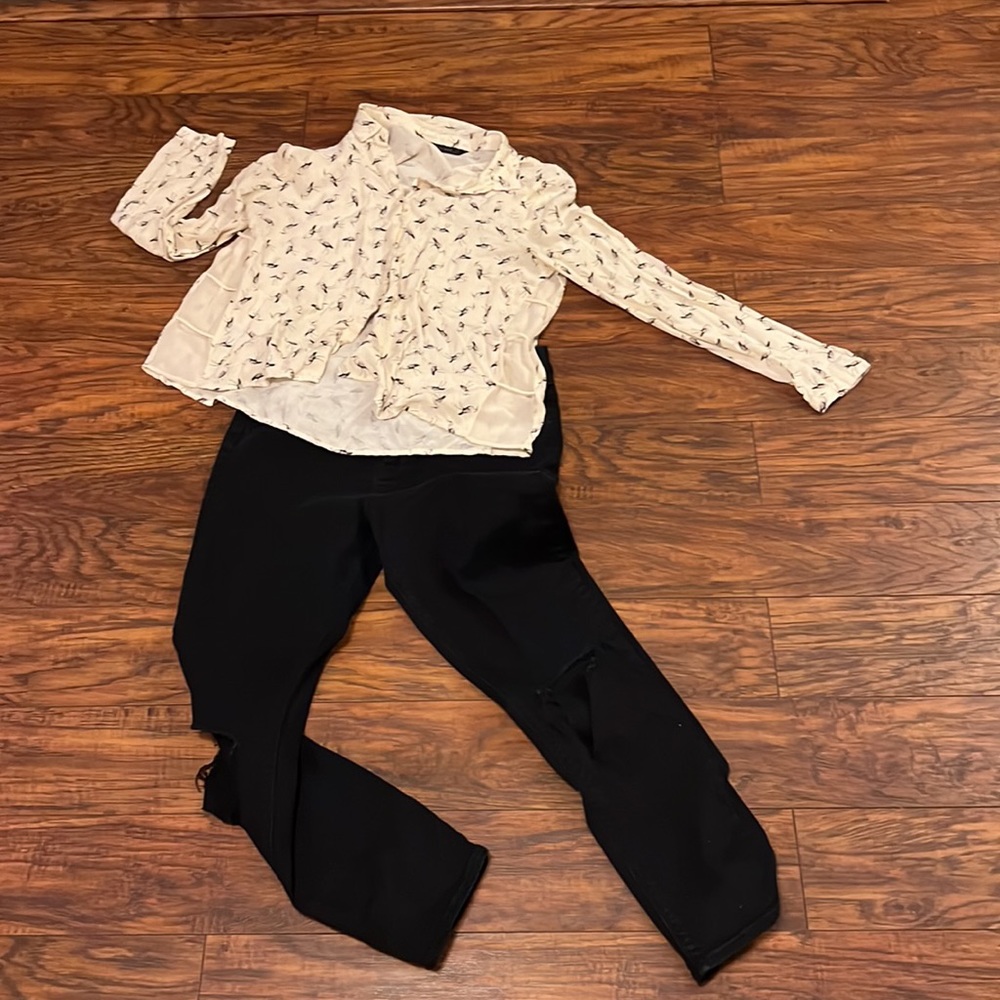 Distressed, ripped black high rise jeans
